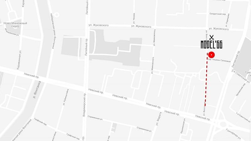 карта, как дойти до барбершопа м66 на площади восстания